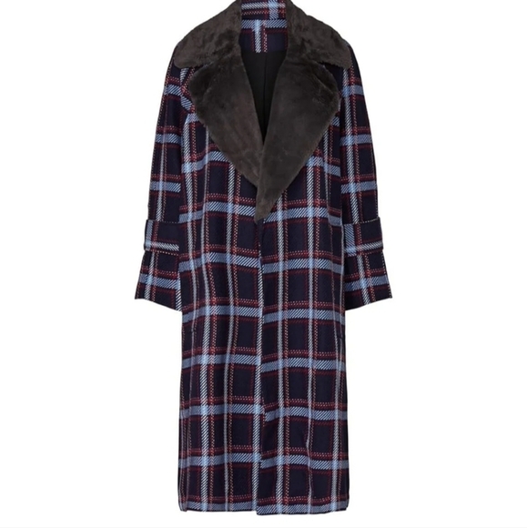 Victor Alfaro Collective Oversized Tweed Faux Fur Collar Coat XL - Picture 7 of 7